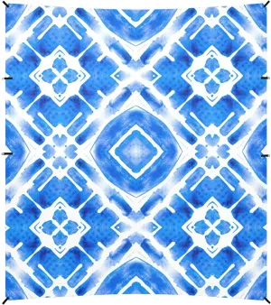 Geometry Shades Blue Canopy Beach Tent Outdoor Patio Shade Cute Picnic Sand Camping Sun Shelter 9.2 × 10.5 FT Canopies with Sandbags Anchor