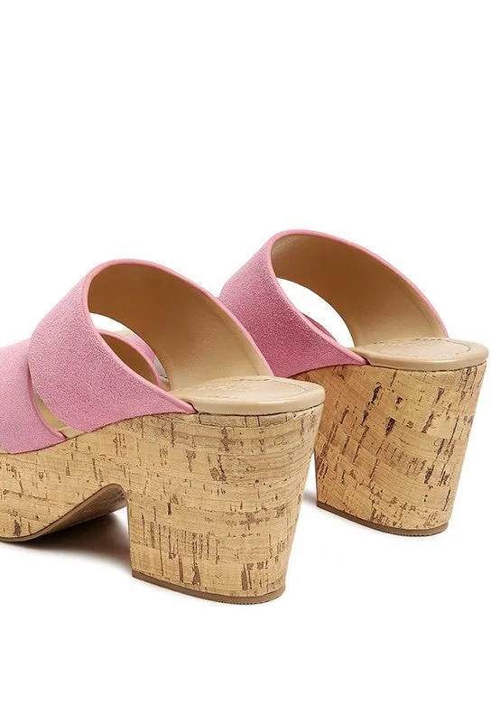 GERD Block Heeled Suede Slip-On Sandal