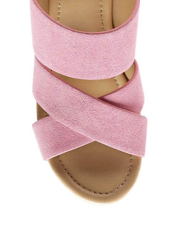 GERD Block Heeled Suede Slip-On Sandal