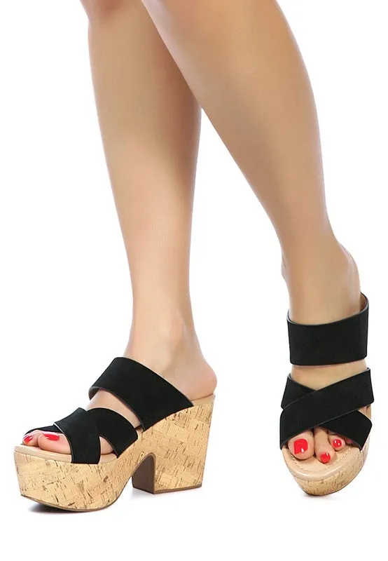 GERD Block Heeled Suede Slip-On Sandal