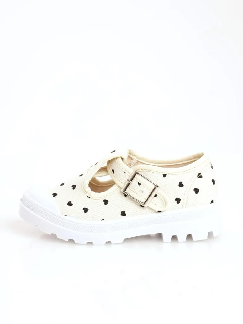 Girls Buckle Pump Shoe - Cream