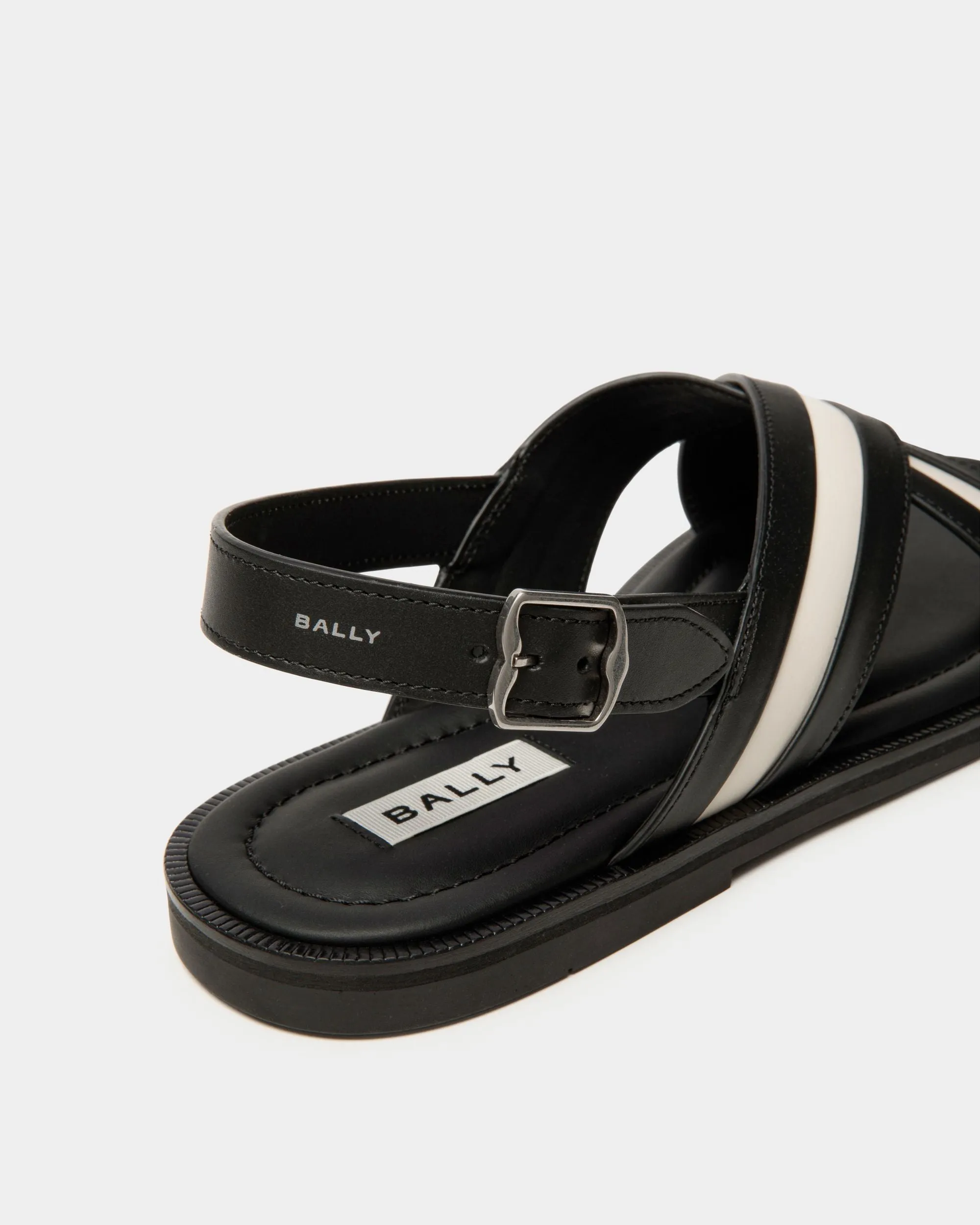 Glide Sandal In Black And White Leather