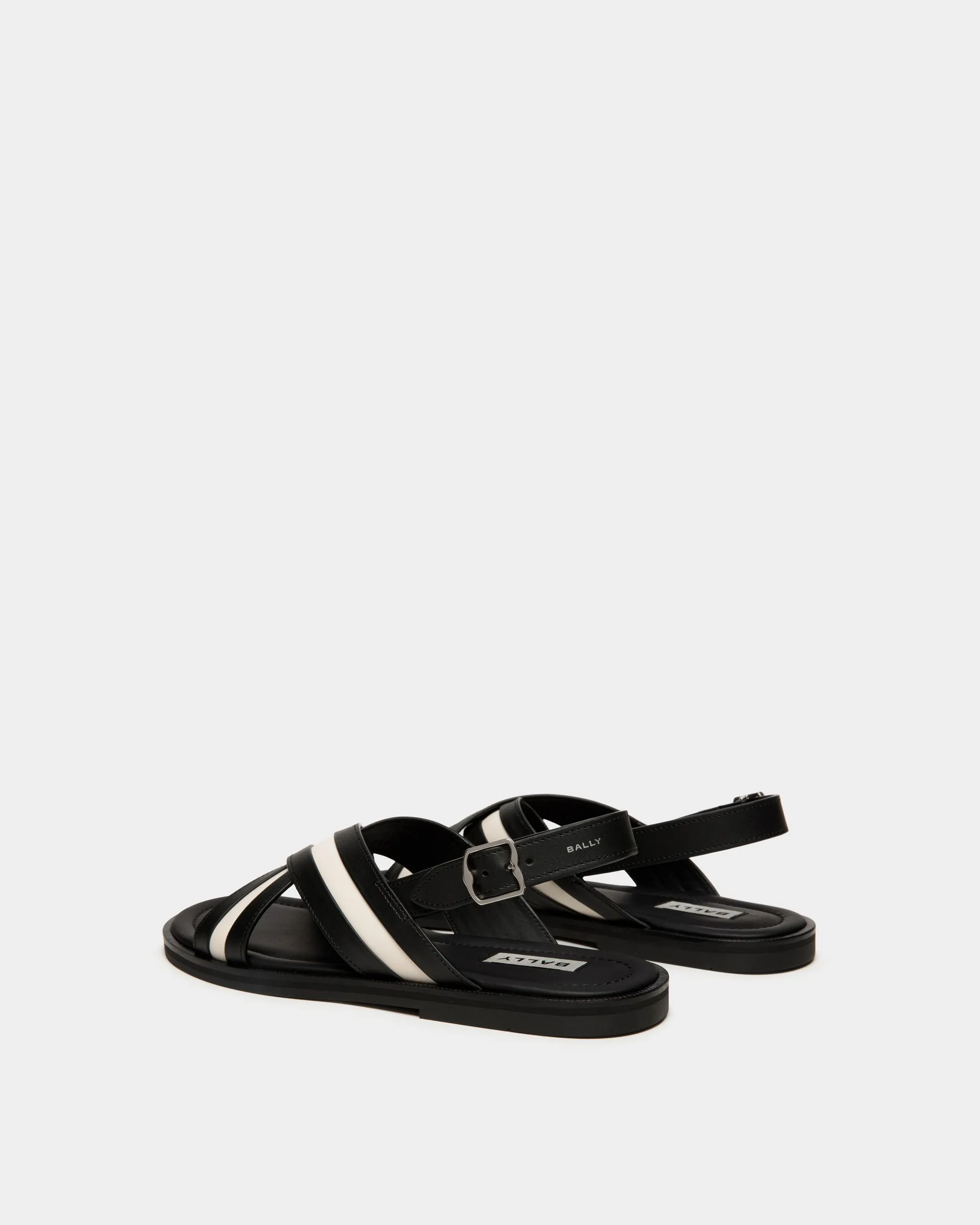 Glide Sandal In Black And White Leather