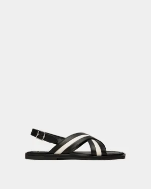 Glide Sandal In Black And White Leather