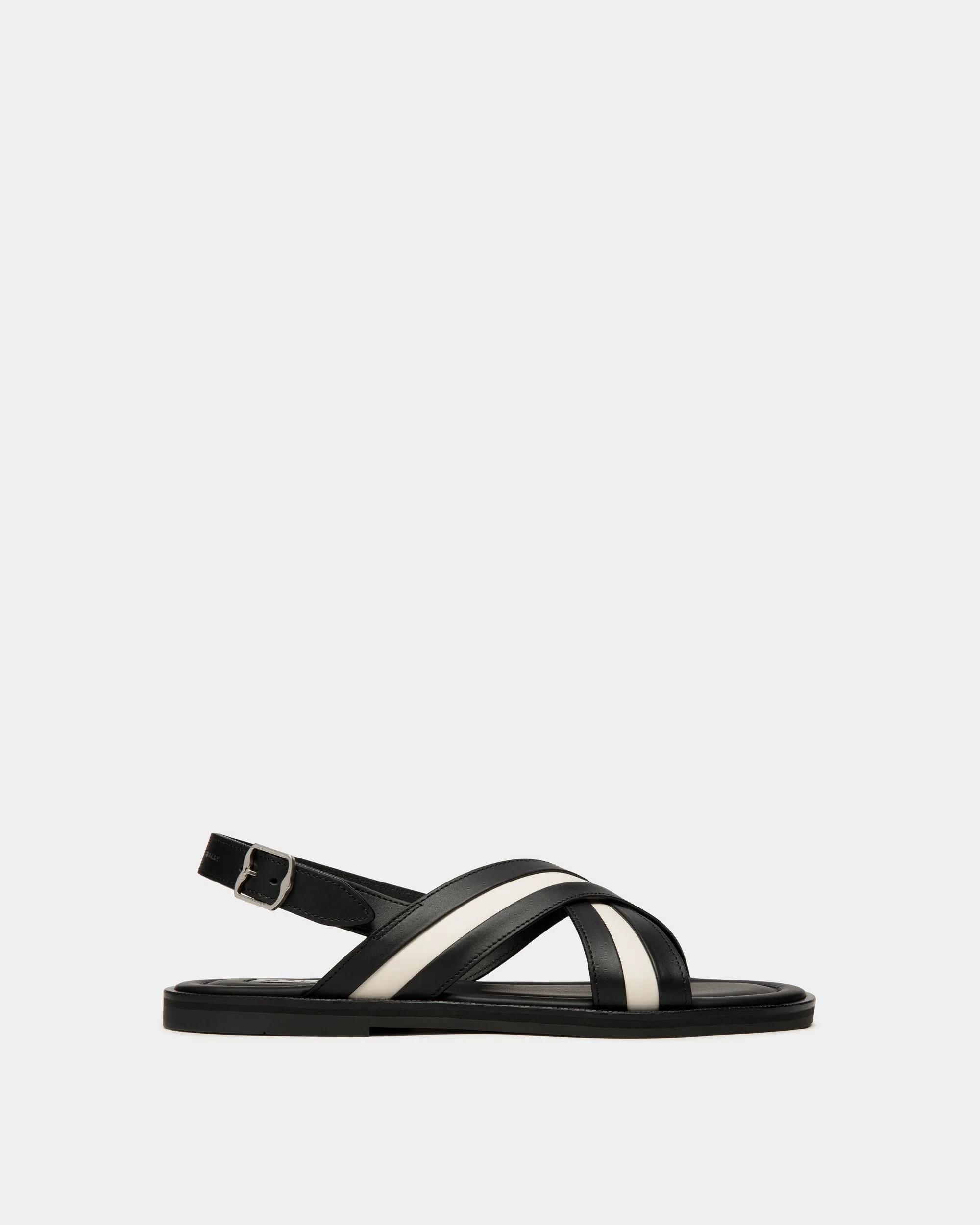 Glide Sandal In Black And White Leather