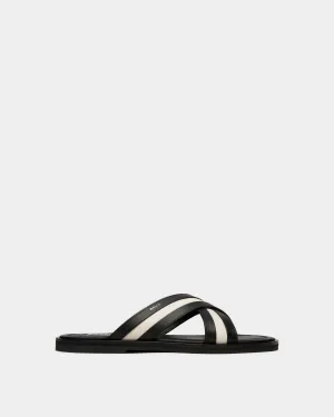 Glide Slip-on Sandal In Black And White Leather