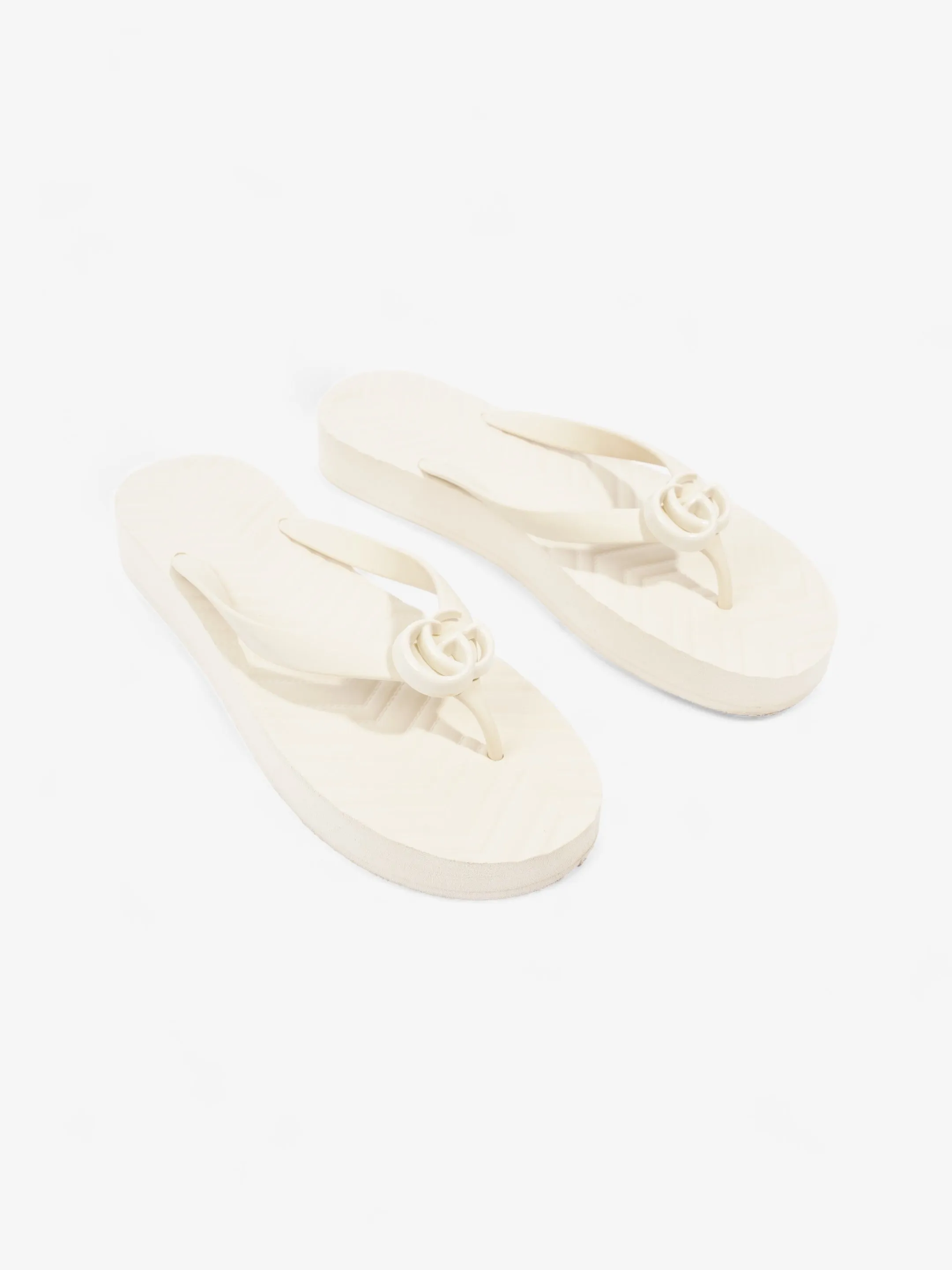 Gucci Marmont Thong Sandal Cream Rubber EU 42 UK 9