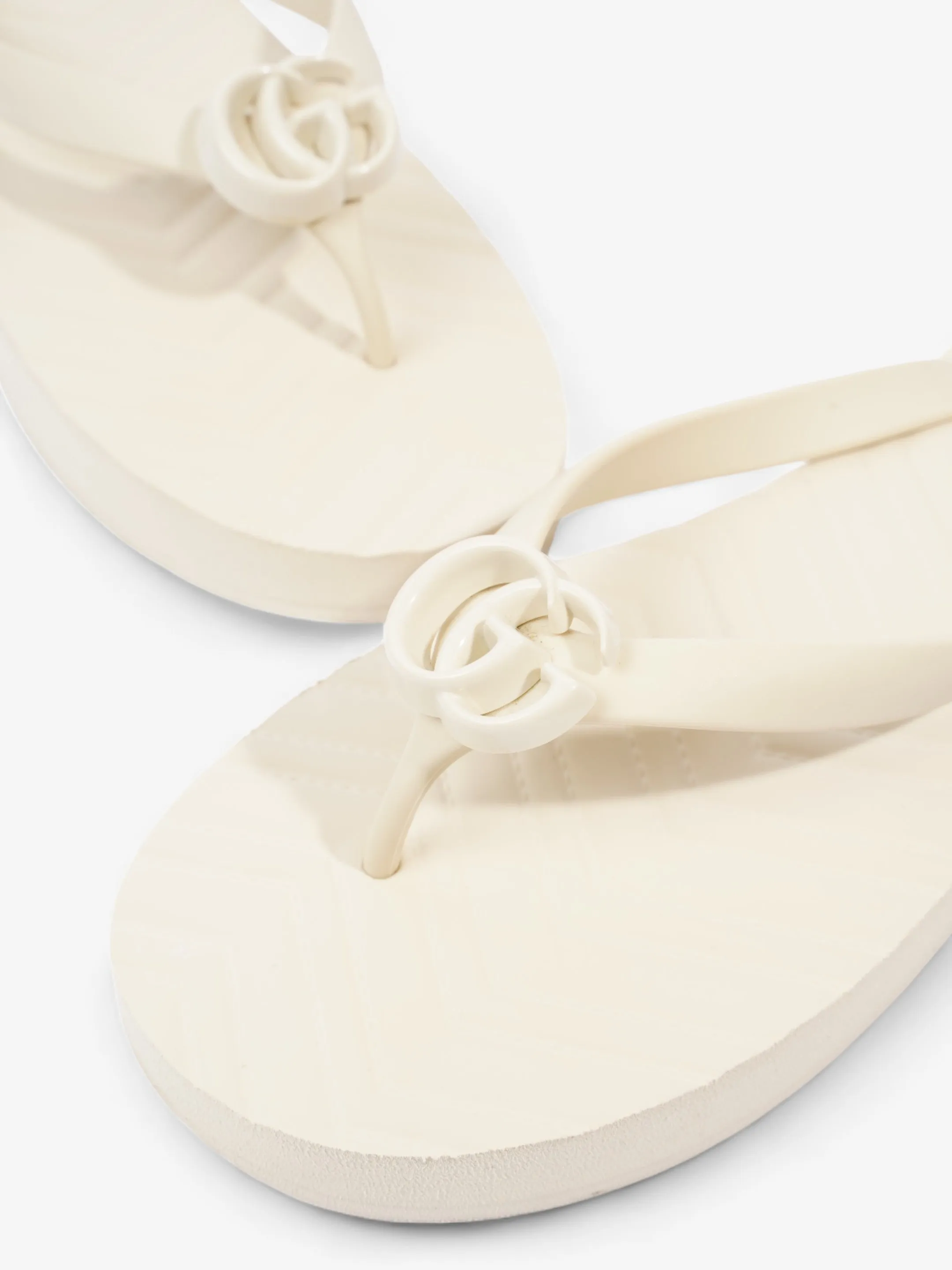 Gucci Marmont Thong Sandal Cream Rubber EU 42 UK 9