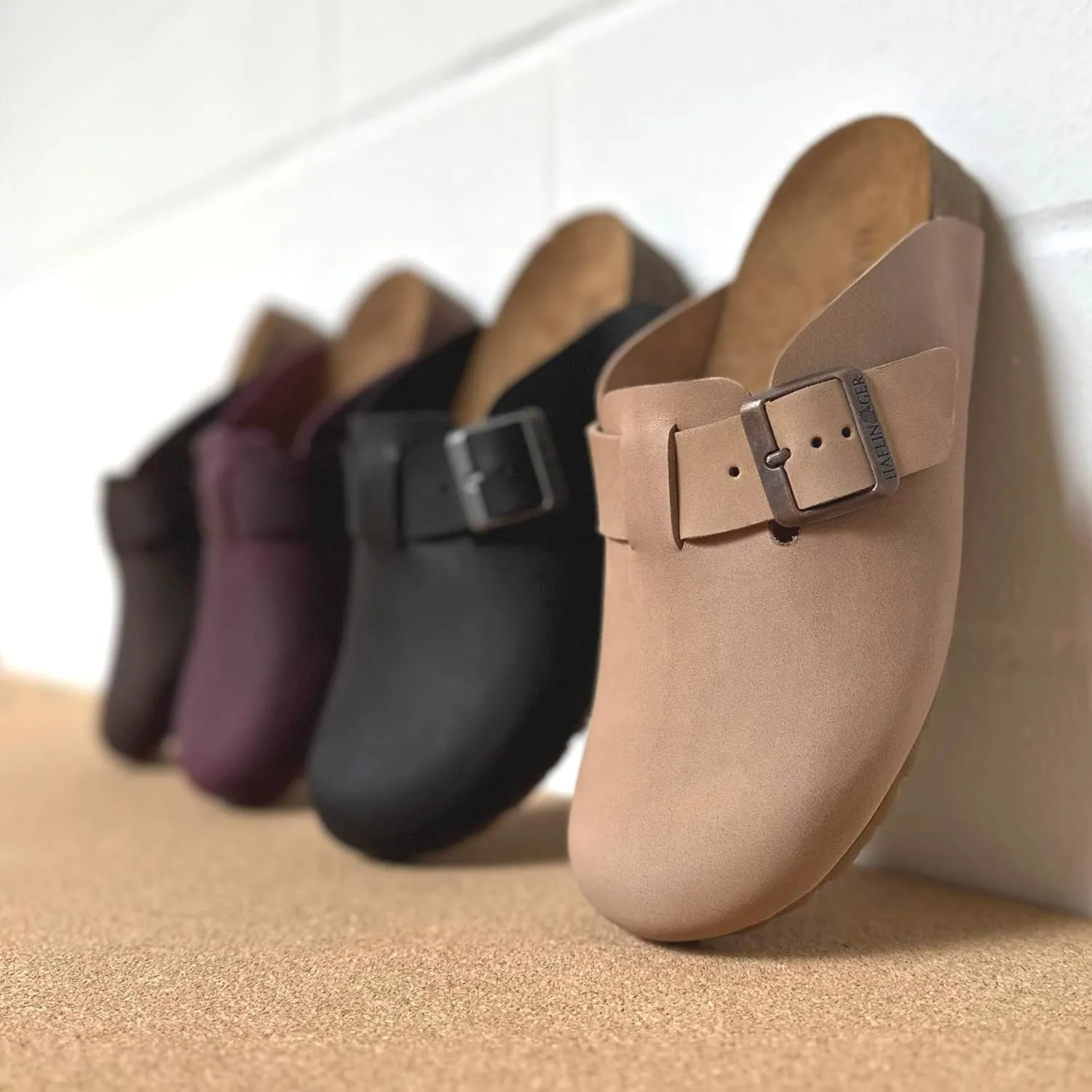 HAFLINGER Porto Elegant Leather Clog with Rubber Sole and Cork Latex Footbed Slipper Unisex