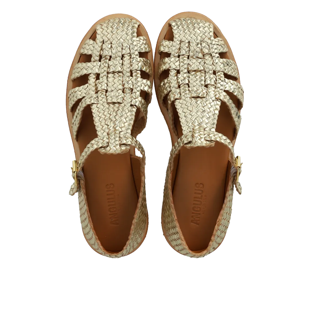 Hand-braided strap sandal with buckle