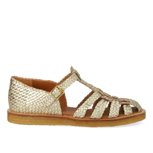 Hand-braided strap sandal with buckle