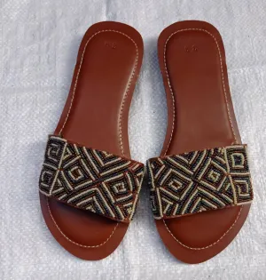 Handmade African Beaded Sandals/Authentic Maasai-Style Leather Flip-Flops Women/Boho Beach Sandals/Comfortable Summer Sandal African Gifts