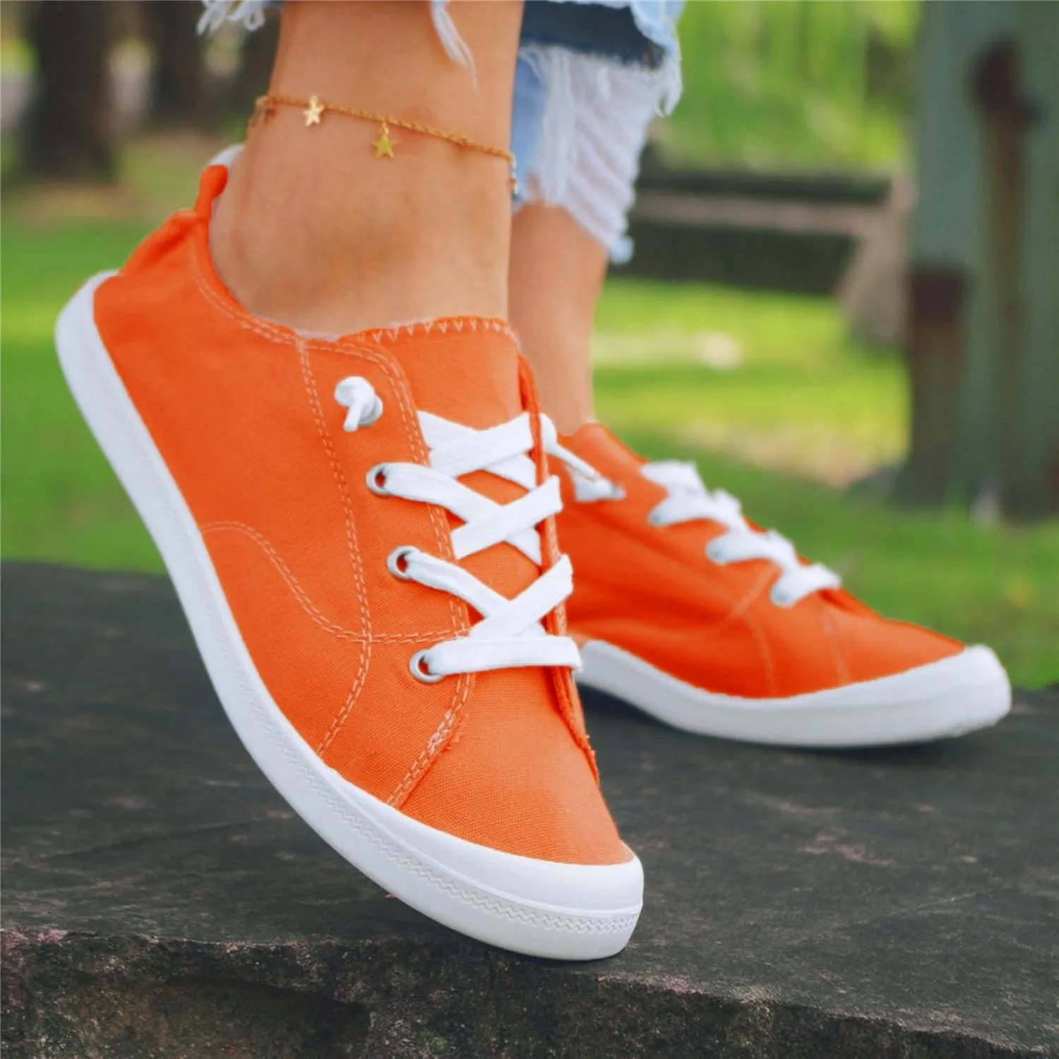 Hbeylia Canvas Shoes For Women Fashion Casual Plaid Lace Up Low Top Play Sneakers Lightweight Low Heels Slip On Flats Loafers Walking Shoes For Girls Running Outdoor Sports Driving