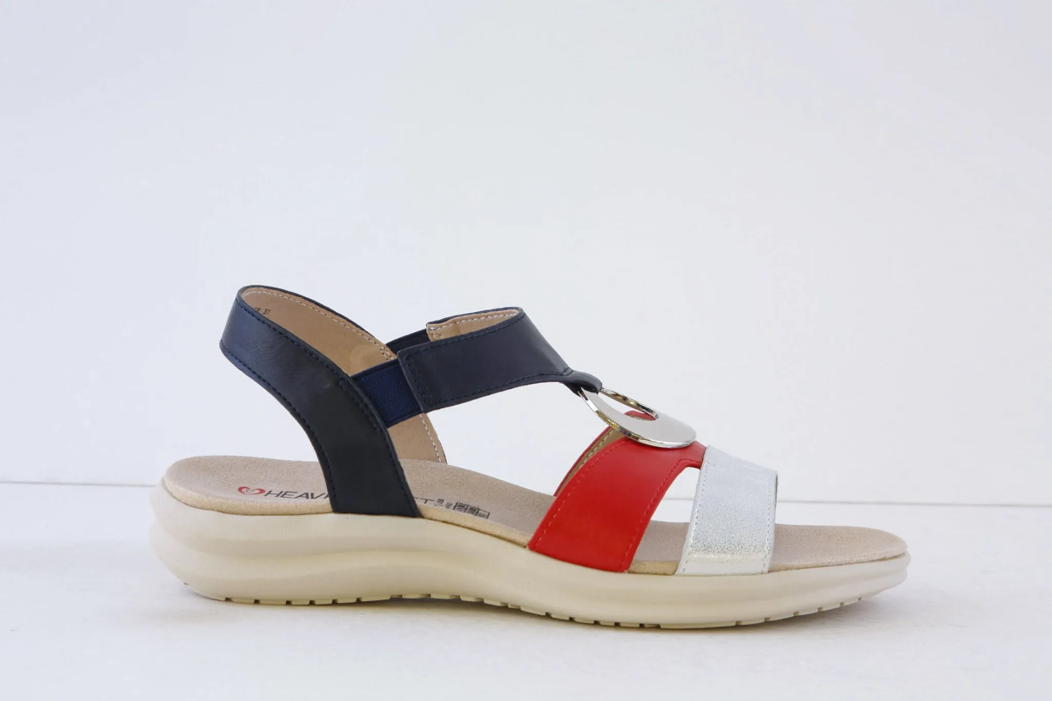 HEAVENLY FEET - TRACE FLAT FASHION SANDAL - NAVY MULTI