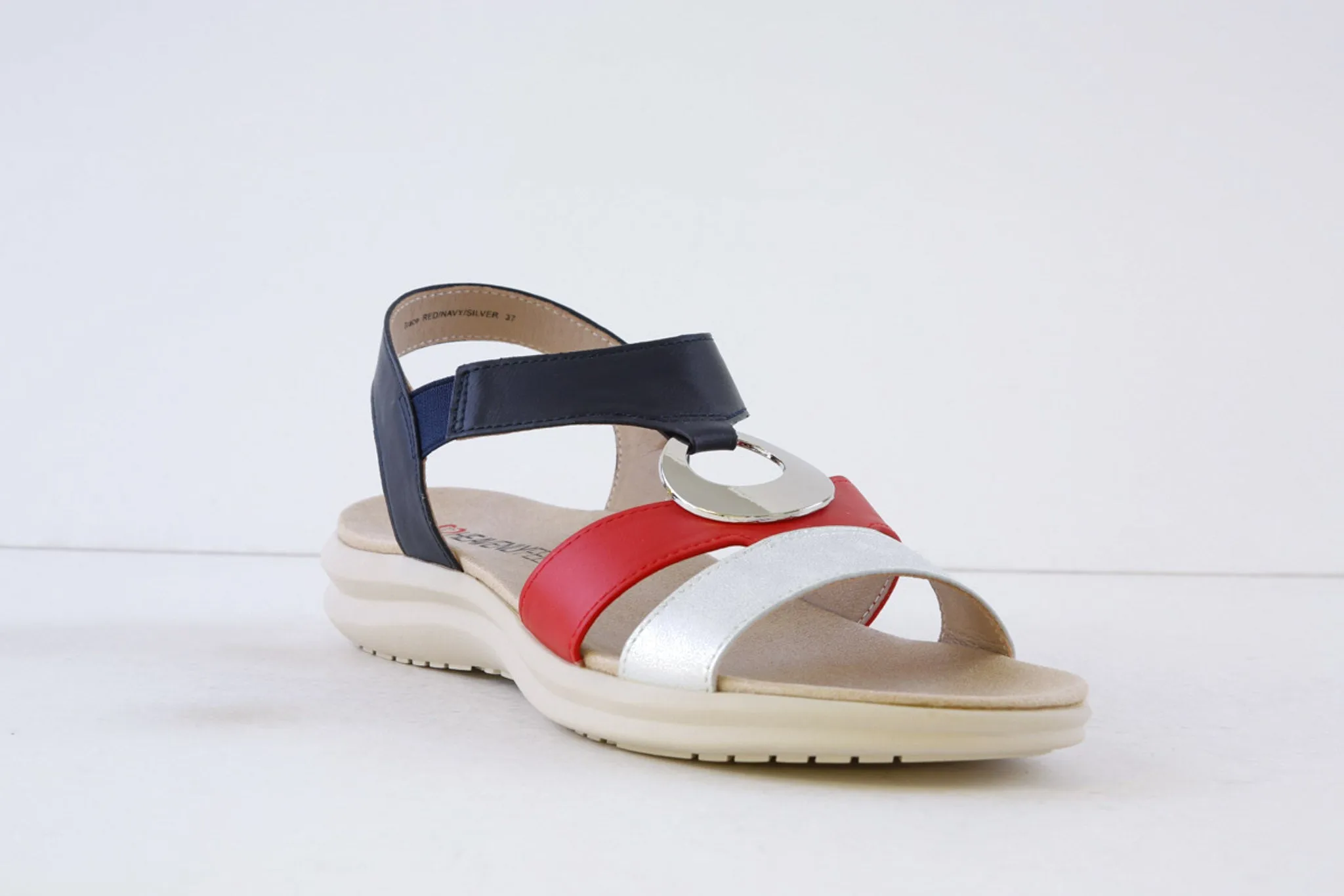 HEAVENLY FEET - TRACE FLAT FASHION SANDAL - NAVY MULTI