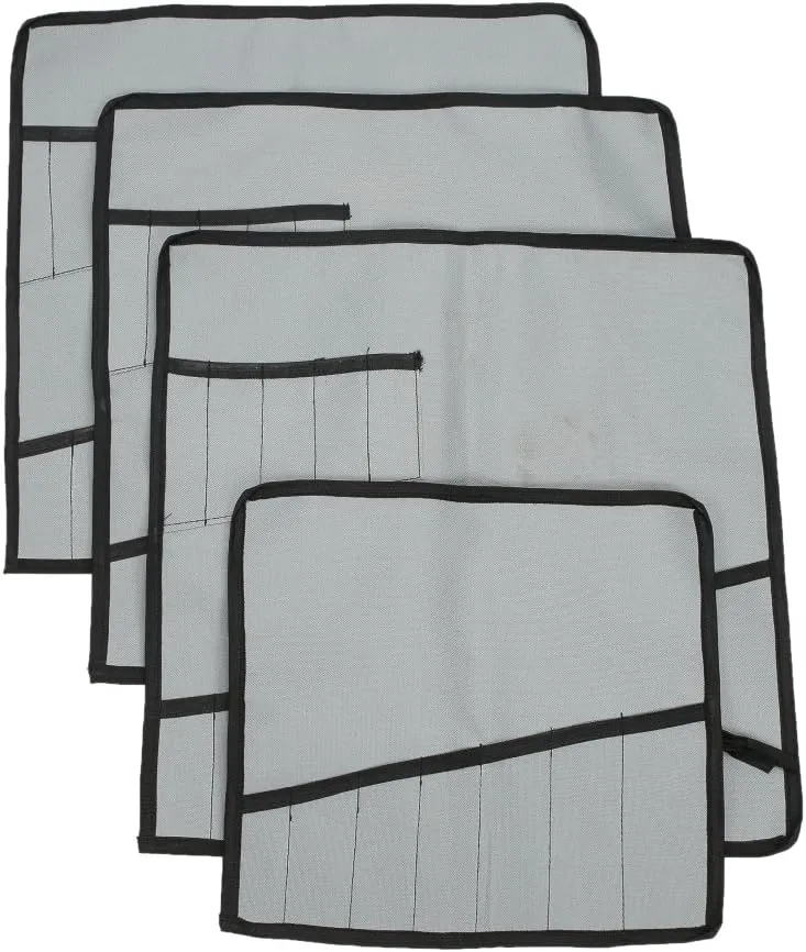 Heavy Duty Oxford Tool Roll Pouch Wrench Holder Organizer Bag With 12 Pockets Set Of 4(HGJ73) (Grey)