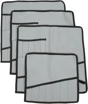 Heavy Duty Oxford Tool Roll Pouch Wrench Holder Organizer Bag With 12 Pockets Set Of 4(HGJ73) (Grey)