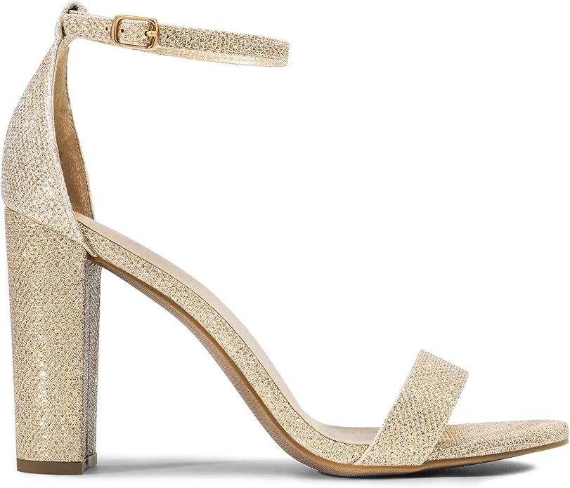 Hi-Chunk Heeled Toe Block Open Great savings Seamless support Ankle High Pairs Dream Sandals Gold Strap
