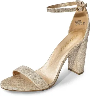 Hi-Chunk Heeled Toe Block Open Great savings Seamless support Ankle High Pairs Dream Sandals Gold Strap