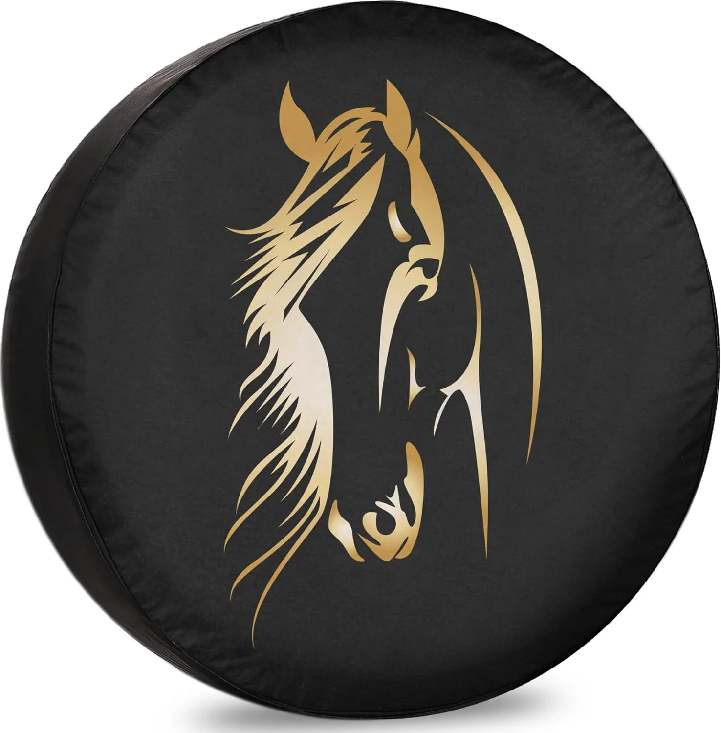 Horse Head Abstract Spare Tire Cover – Oxford Fabric Camper Van Accessories with Weatherproof, UV-Resistant Protection for RVs, SUV Wilderness Journey - 14 Inch