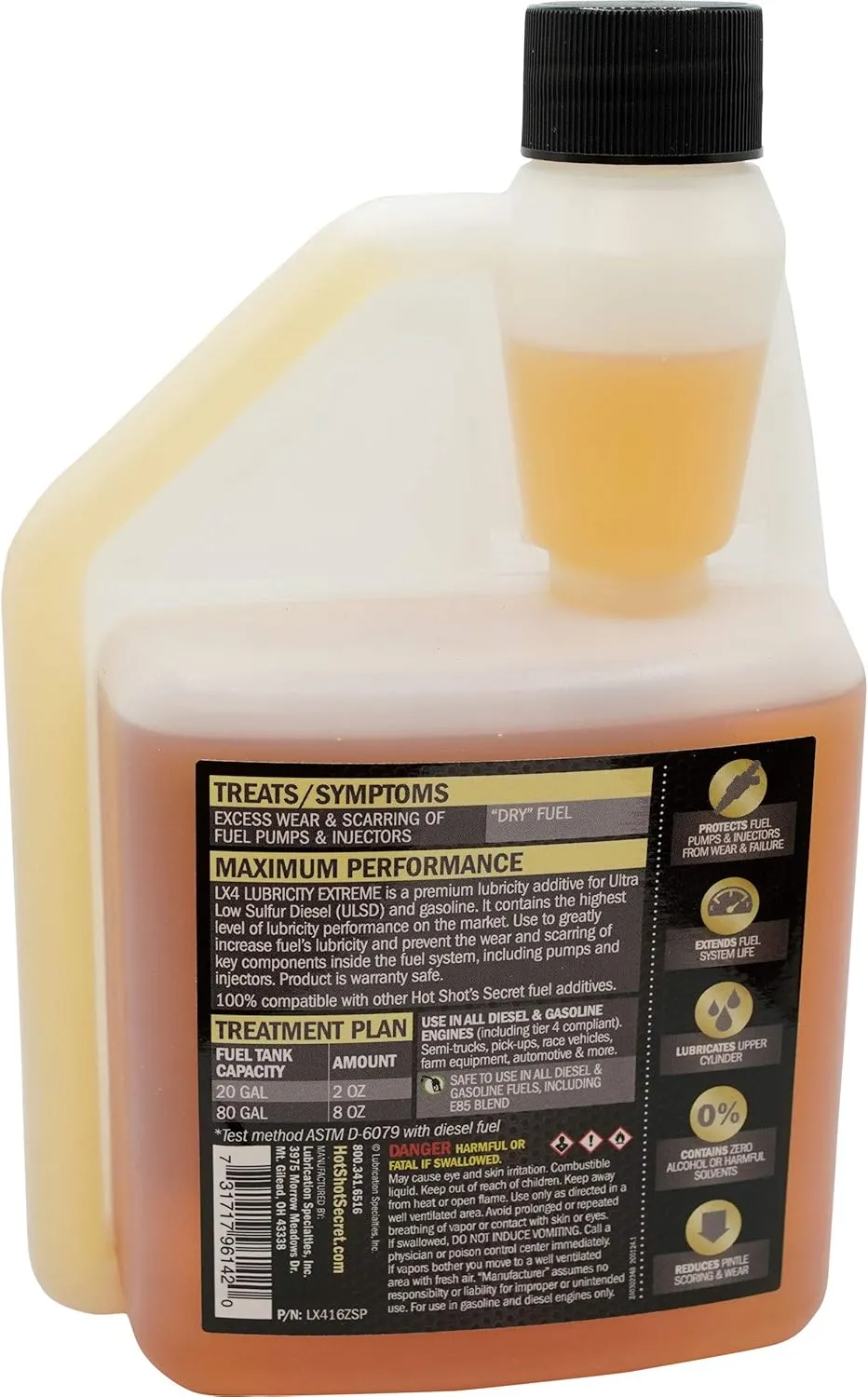 Hot Shot's Secret LX4 Lubricity Extreme – 16 Fl Oz - Fuel System Protection – Lubricates and Protects Fuel Pump and Injectors – Prevents Wear and Damage – For Gasoline or Diesel Engines