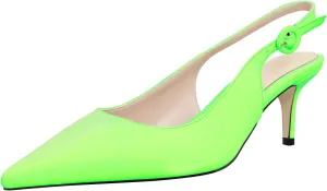 iadore Women Pointed Toe Kitten Heel Slingback Comfort Slip On Dress Pump Shoes
