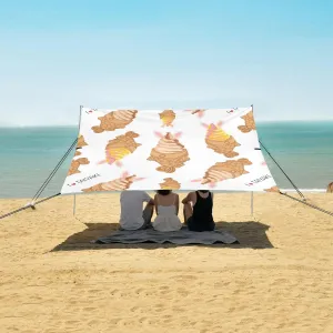 Ice Cream Taiyaki Pattern Beach Camping Tent Sun Shelter for Whole Family, Beach Shade Canopy with UPF50  UV Protection,Easy Set Up and Carry,Outdoor Shade for Trips, Fishing, Backyard Fun Picn