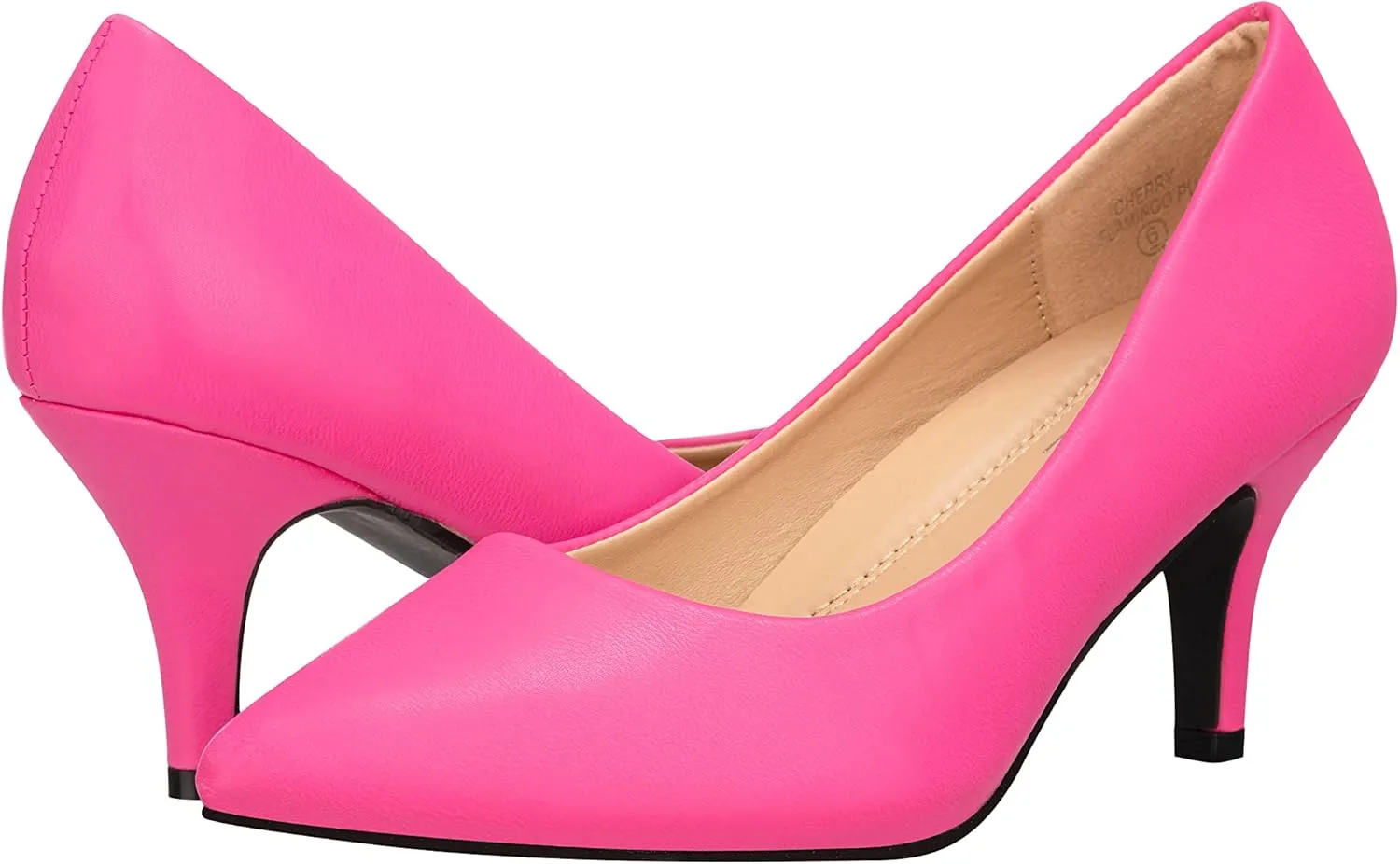 ILLUDE Classic Pointed Toe Pumps – Comfortable Low Stiletto Heel Pump Shoes – Cherry