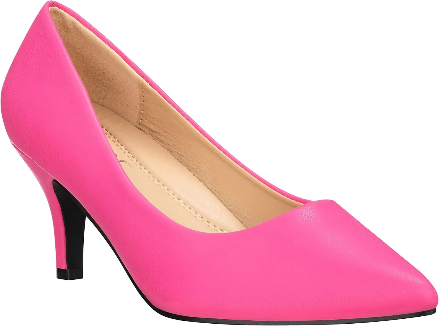 ILLUDE Classic Pointed Toe Pumps – Comfortable Low Stiletto Heel Pump Shoes – Cherry