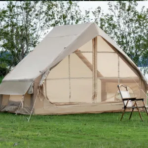 Inflatable Glamping Tent with Pump for 4-6 Person, Easy Setup Waterproof 4 Season Waterproof Outdoor Tent with 12 Mesh Window