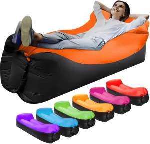 Inflatable Lounger Air Sofa Hammock, Inflatable Couch for Camping, Perfect for Beach Chair Waterproof Anti-Air Leaking Pouch Couch Air Chair for Outdoor, Beach, Hiking