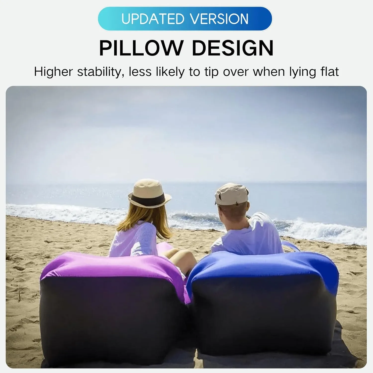 Inflatable Lounger Air Sofa Hammock, Inflatable Couch for Camping, Perfect for Beach Chair Waterproof Anti-Air Leaking Pouch Couch Air Chair for Outdoor, Beach, Hiking