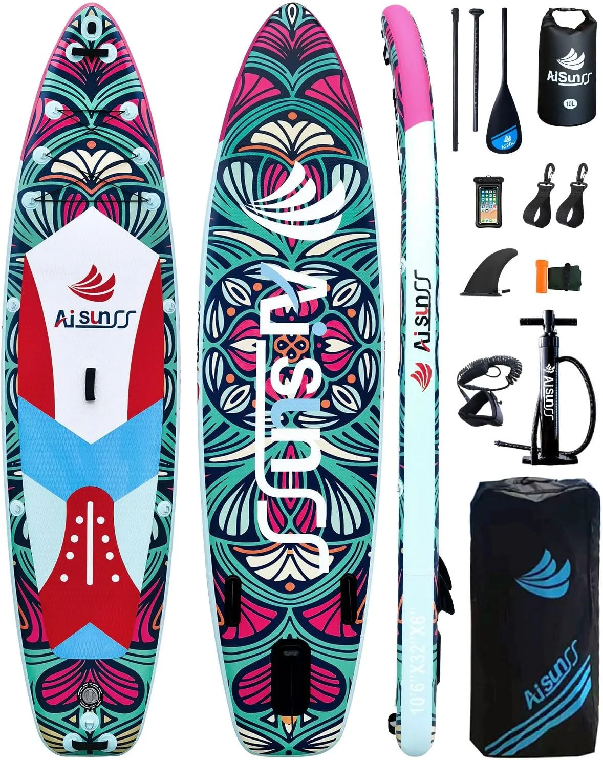 Inflatable Paddle Board for Adult, Paddle Board for All Skill Levels, Wide SUP Board with Primium Accessories Include SUP Carry Bag, Hand Pump, 10L Waterproof Bag and Adj Paddle