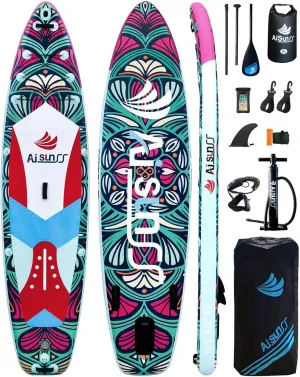 Inflatable Paddle Board for Adult, Paddle Board for All Skill Levels, Wide SUP Board with Primium Accessories Include SUP Carry Bag, Hand Pump, 10L Waterproof Bag and Adj Paddle