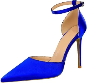 JOEupin Womens High Heels Point Toe D'Orsay Pumps Shoes Ankle Strap Heeled Sandals Stilettos Wedding Shoes