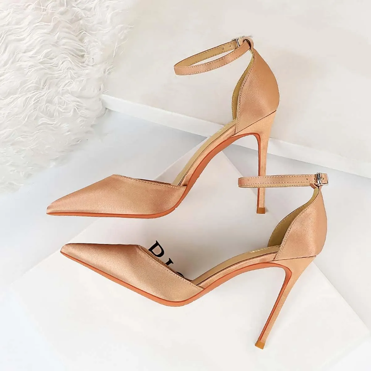 JOEupin Womens High Heels Point Toe D'Orsay Pumps Shoes Ankle Strap Heeled Sandals Stilettos Wedding Shoes
