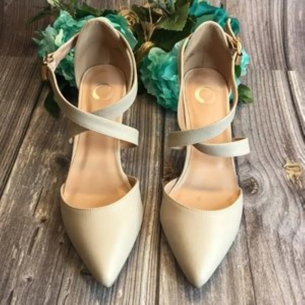 JOURNEE Riva Nude Faux Leather Strappy Pumps 8