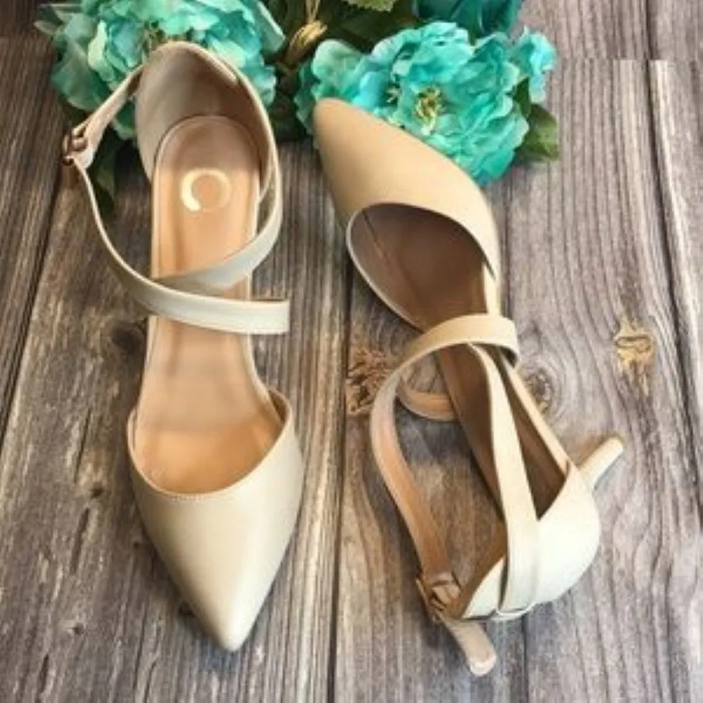 JOURNEE Riva Nude Faux Leather Strappy Pumps 8