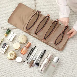 JSEIAJB Travel Cosmetic Bag Women Mesh Make Up Box Bags Beautician Toiletry Makeup Brushes Lipstick Storage Organizer(Beige)