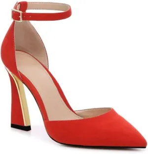 Juliet Holy Womens Pumps Point Closed Toe Heels Buckle Ankle Strap D'Orsay Heeled Sandals