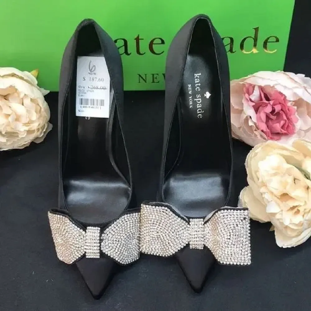 Kate Spade Black Satin Bow Pumps 6M