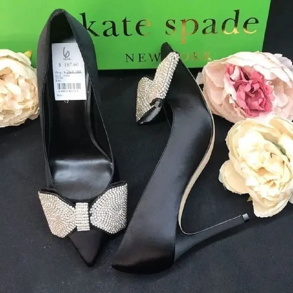 Kate Spade Black Satin Bow Pumps 6M