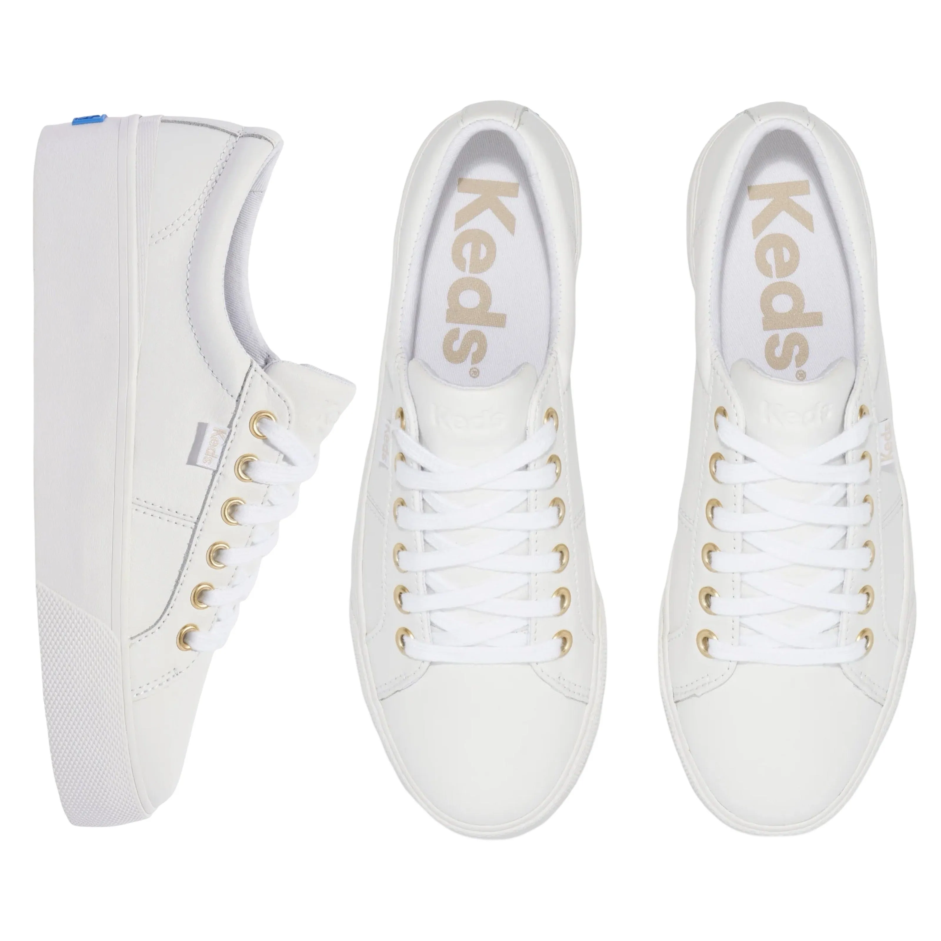 KEDS - Jump Kick DUO Leather - White/Gold