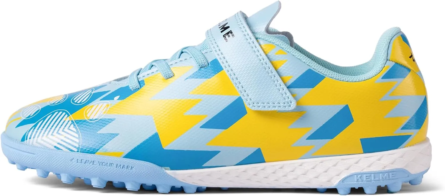 KELME Kids' Indoor Soccer Cleats, Breathable Mesh Turf Futsal Shoes, Turn-Lock, Boys Girls Football Baseball Softball Sneaker for Little/Big Kid
