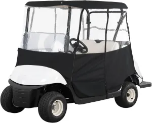 KEMIMOTO 600D Golf Cart Enclosure 2 Passenger Up to 54'', Fadesafe Golf Cart Rain Cover Waterproof, Roll-Up Dual Zipper Door Design Compatible with Club Car Precedent/Tempo/Onward, EZGO, Black