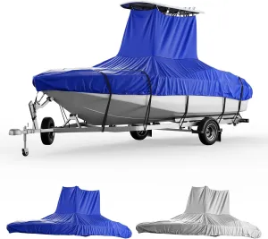 KEMIMOTO Heavy Duty 600D Oxford T-Top Boat Cover with PU Coating, Waterproof & Tear-Resistant for Center Console Boats, Fits 22-24 ft Length, Beam Width up to 116"