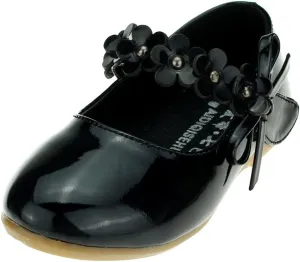 Kids PU Flower Slip on Flats Fashion Oxford,Black,Toddler 6.5M