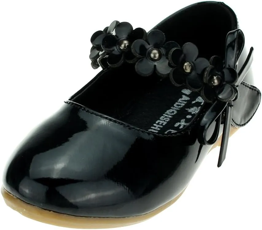 Kids PU Flower Slip on Flats Fashion Oxford,Black,Toddler 6.5M