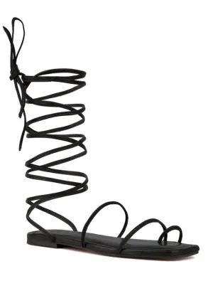 Lace-Up Ankle-Tie Flat Sandals