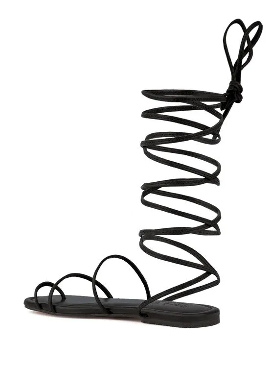 Lace-Up Ankle-Tie Flat Sandals